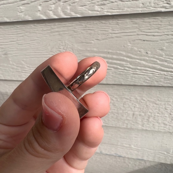 Custom Genuine Solid Opal Ring Size 6 Blue & Green Sterling Silver Hammered Band - Picture 7 of 10